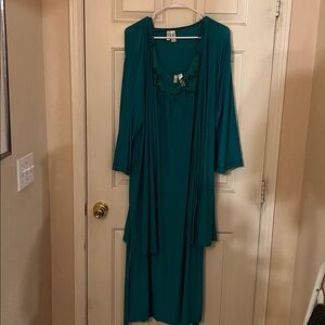 Teal Long Sleeve Dress with Layered Design